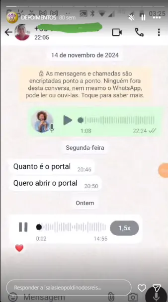 Mensagem sobre interesse em abrir o portal